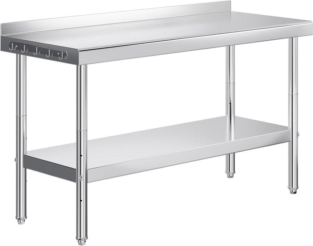 Jocisland 60 x 24-Inch Stainless Steel Prep Table with Backsplash
