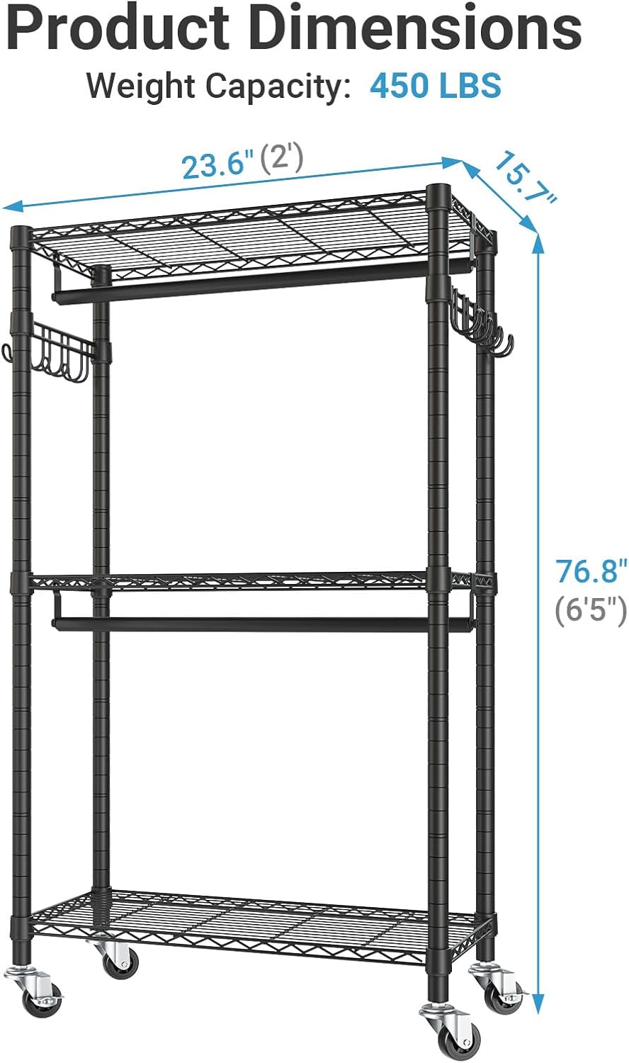 VIPEK R2 Mini Rolling Clothes Rack Portable Closet for Hanging Clothes