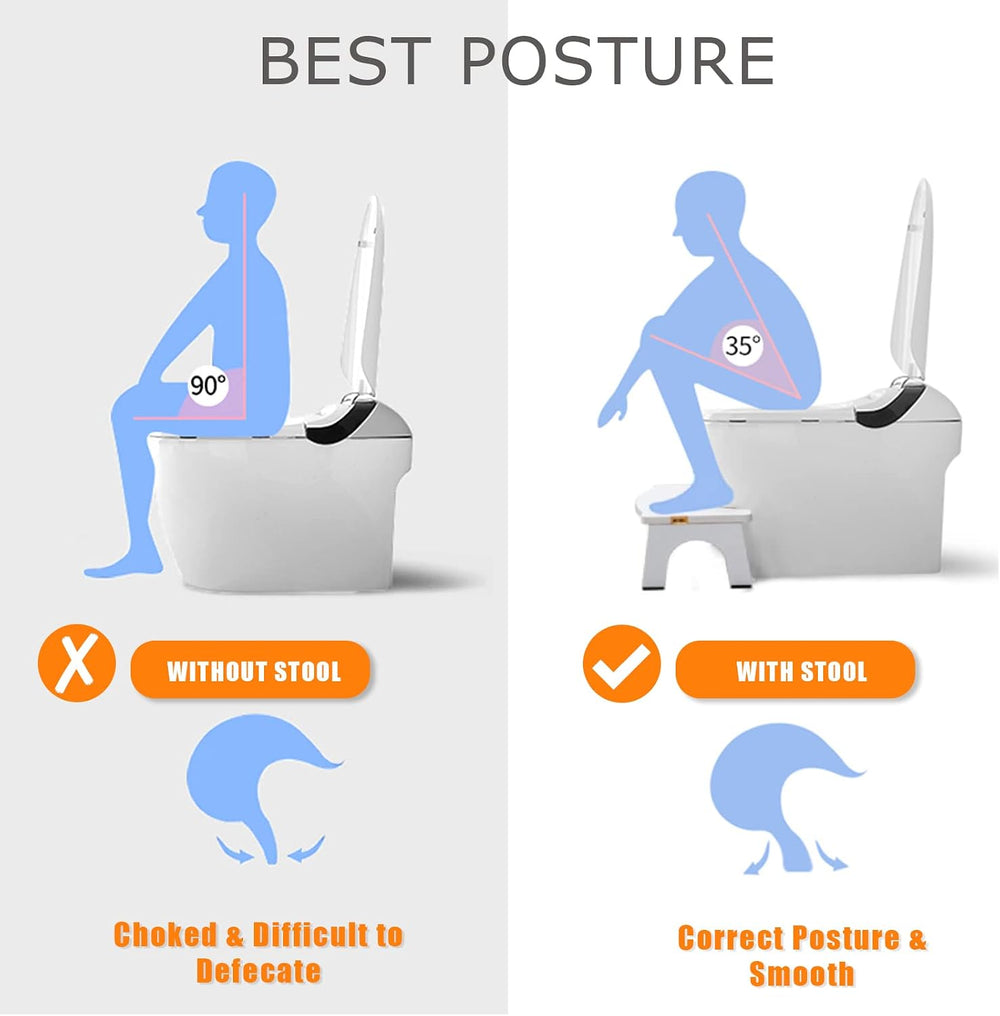 Toilet Stool Wood, Foldable Poop Stool for Adults, 7" Squat Poop Stool E...