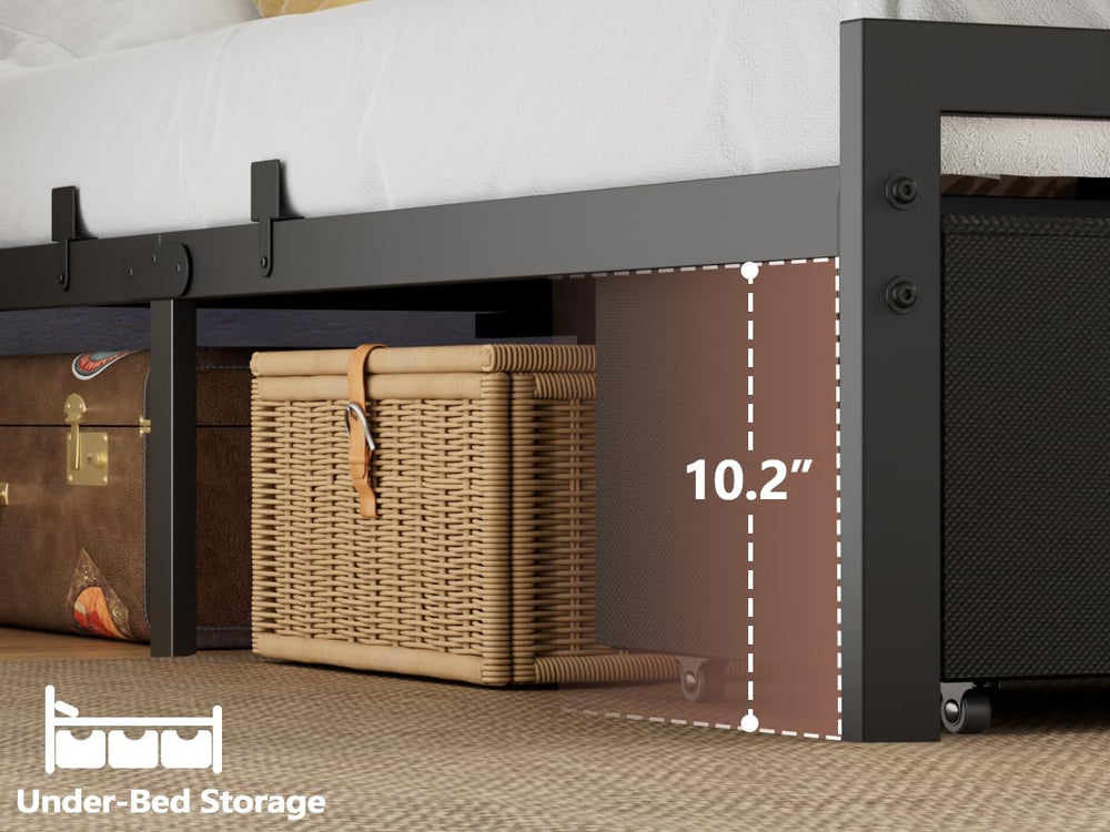 Furnulem Full Size Bed Frame with 2 Storage Drawers & Upholstered Headboard