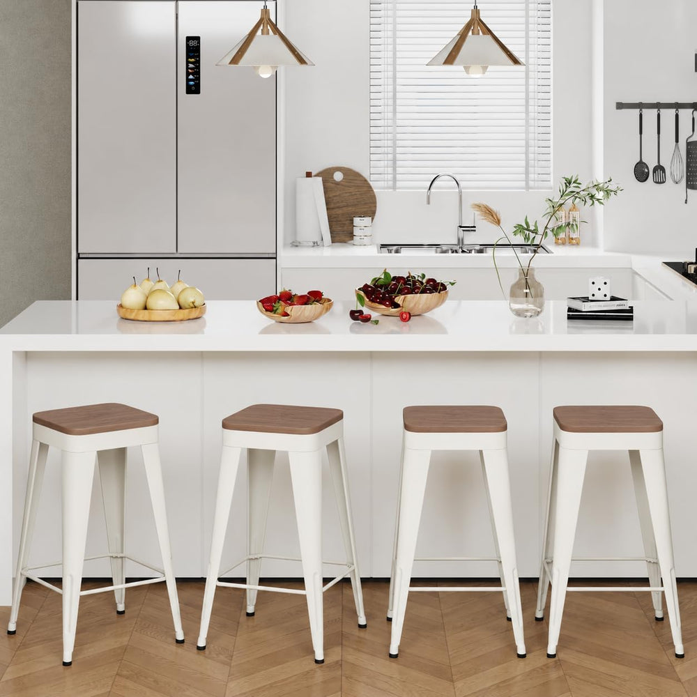 30" Counter Height Bar Stools Set of 4 Barstools Island Side Chairs-White