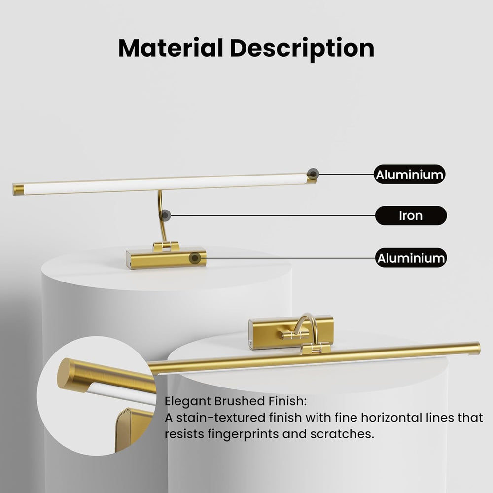 24" Picture Lights for Wall with 8000mAh Battery - Brass Operated Wirele...
