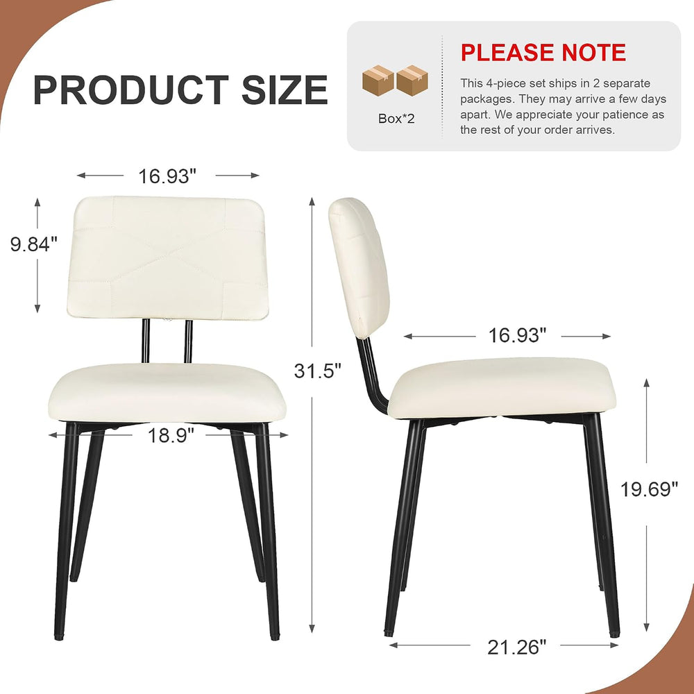 VECELO Stacking Dining Chairs Set of 4, Tufted Faux Leather, Beige