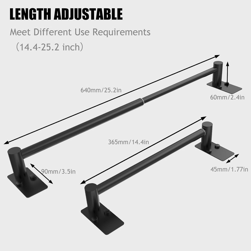 Towel Bar, Adhesive or Drill Wall Mount, Matte Black, 2 Pack