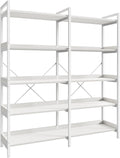 Huuger 5 Tier Bookshelf with 10 Open Shelves and Raised Baffle, White