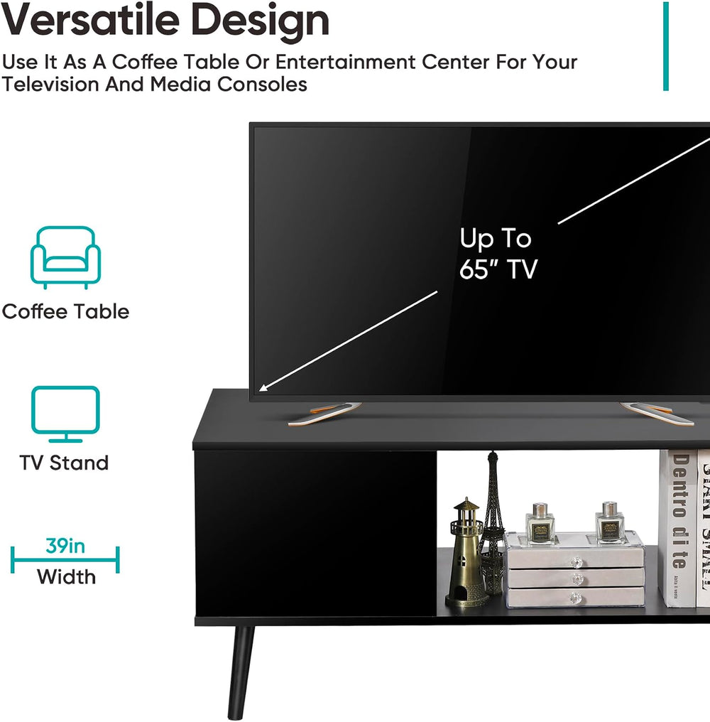 SUPER DEAL 2 Tier Coffee Table for Living Room, 40 Inch Rectangle Accent Cent...
