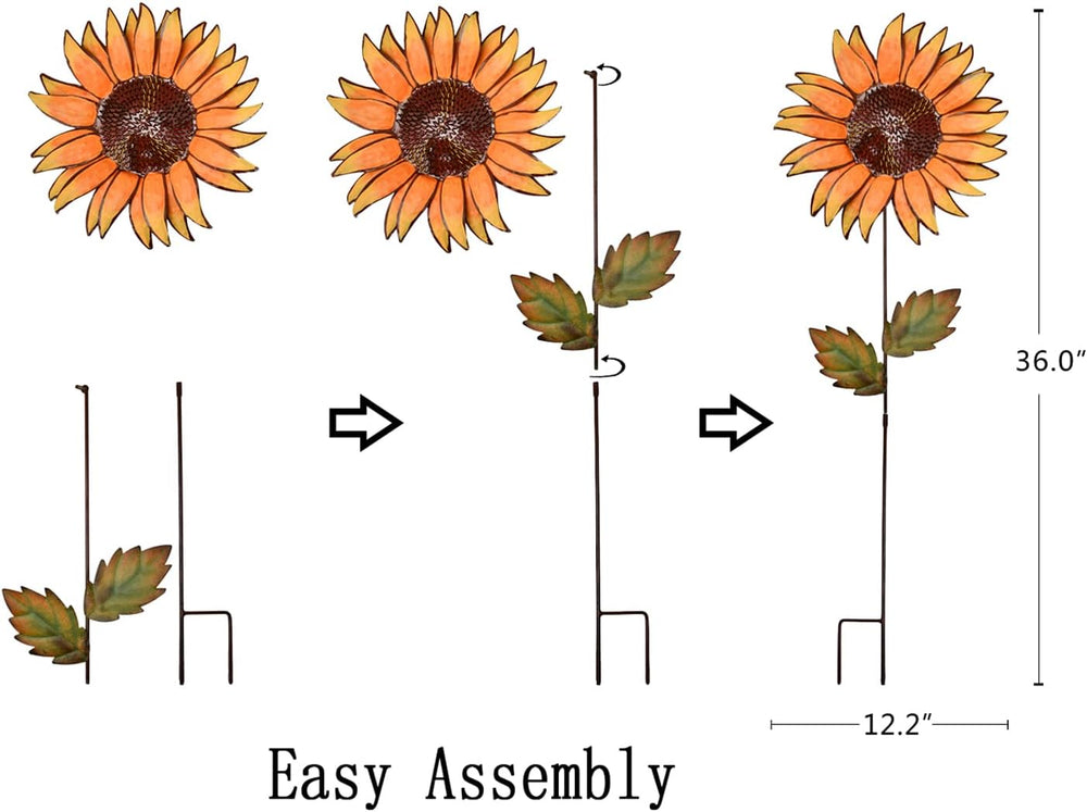 Metal Sunflower Garden Stakes Flower Yard Art Planter Stake Party Lawn Pathwa...