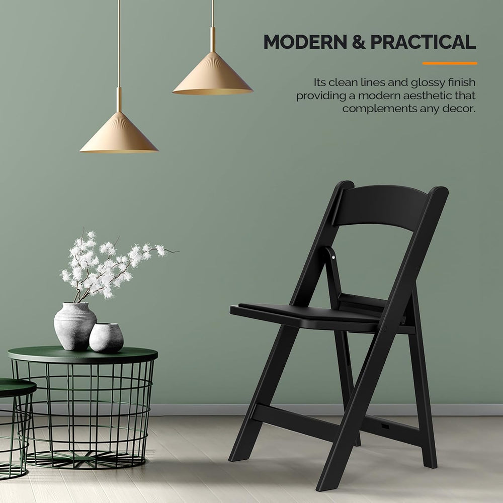 VINGLI Resin Folding Chairs with Cushion, Foldable Plastic Chair with Comfort...