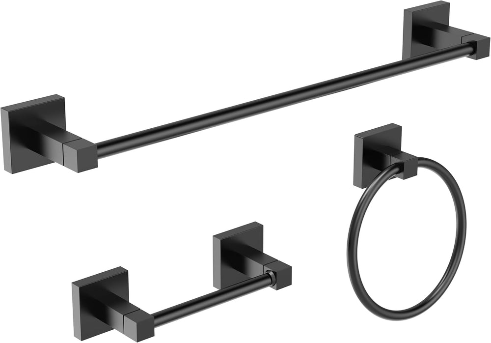 RUACQ Bathroom Accessories, 3-Piece Bathroom Hardware Set, Matte Black