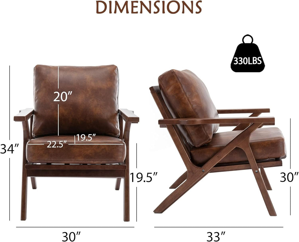 Bonzy Home Faux Leather Accent Chair for Living Room,Upholstered Armchair wit...