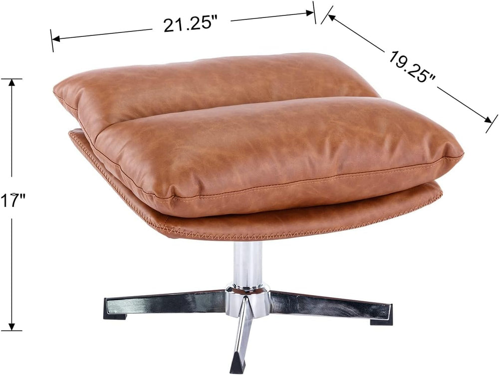 Modern Swivel Accent Chairs with Ottoman Set of 2, PU Leather Oversized Armle...