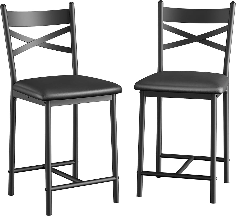 IDEALHOUSE 26" Bar Stools Set of 2, Counter Height Barstools with Back,B...