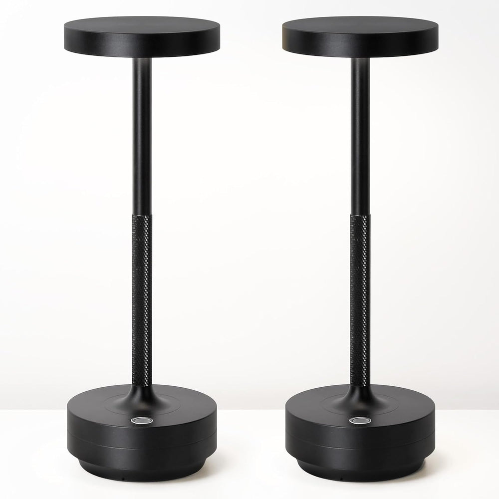 LED Cordless Lamp 5000mAh Table Lights Rechargeable 2-Pack Black