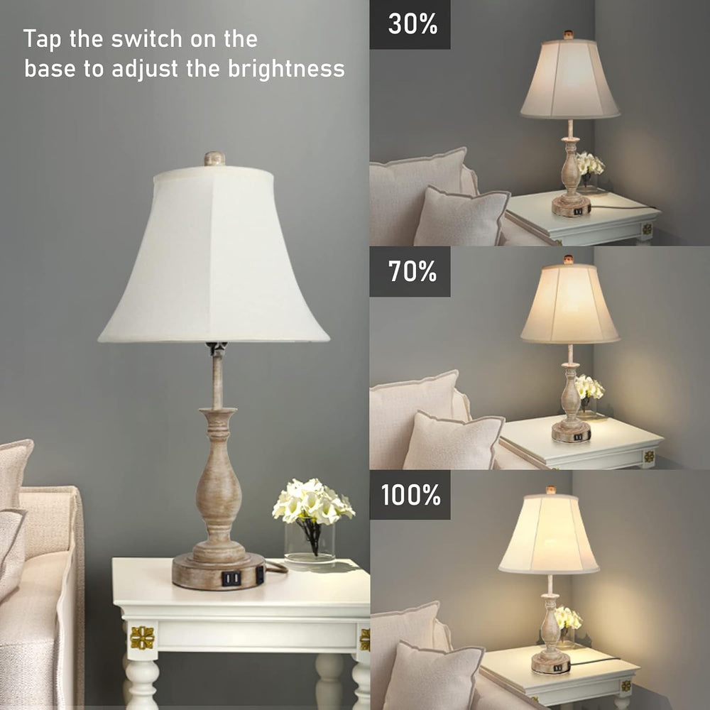 LALISU Farmhouse Table Lamp Touch Control 3-Way Table Lamp with USB Charge