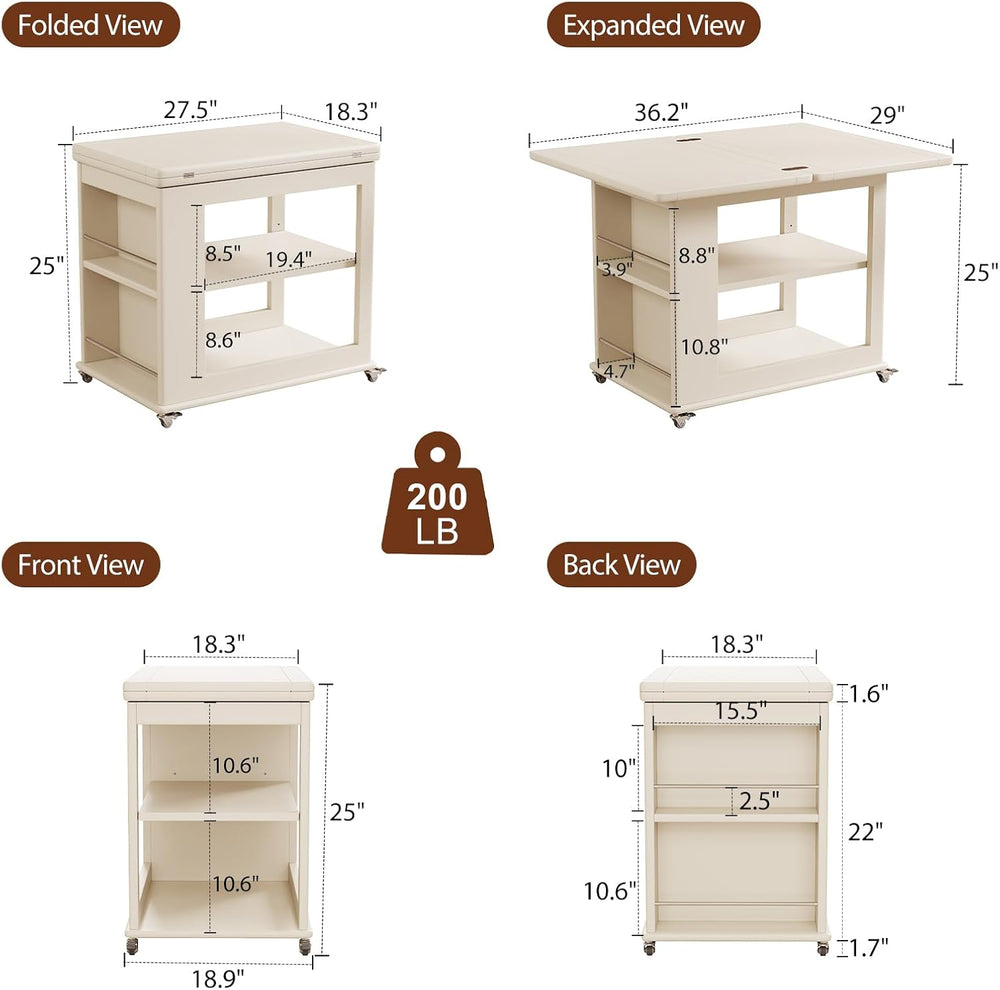 Expandable Coffee Table with Hidden Storage and Wheels,White