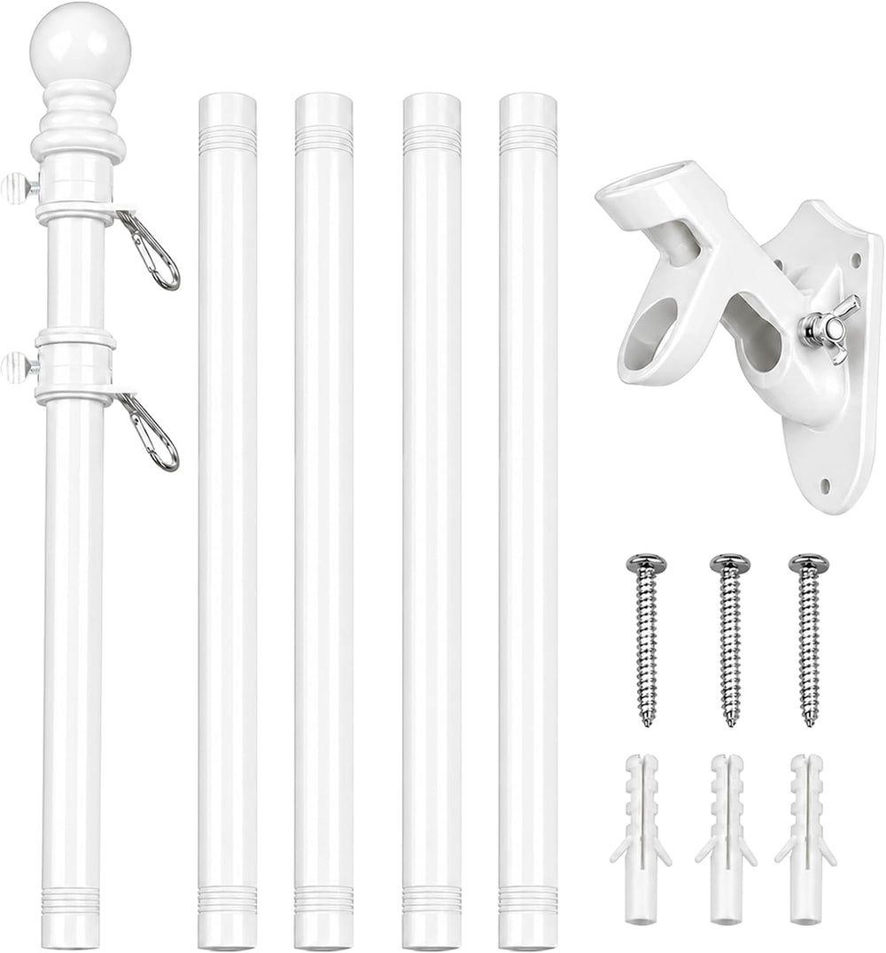 6FT White Flag Pole for Outside House, Flag Not Included