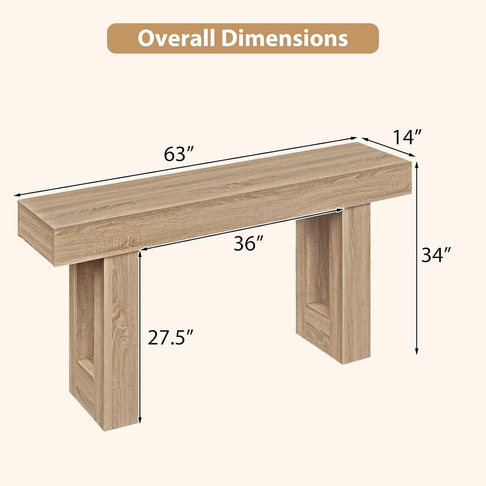 GIANTEX 63" Long Console Table, Farmhouse Wooden Rectangular Sofa Table