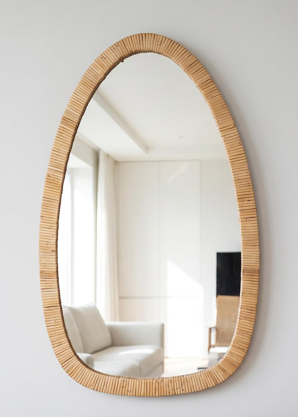 Rattan Boho Mirror, 31.5" x 18"
