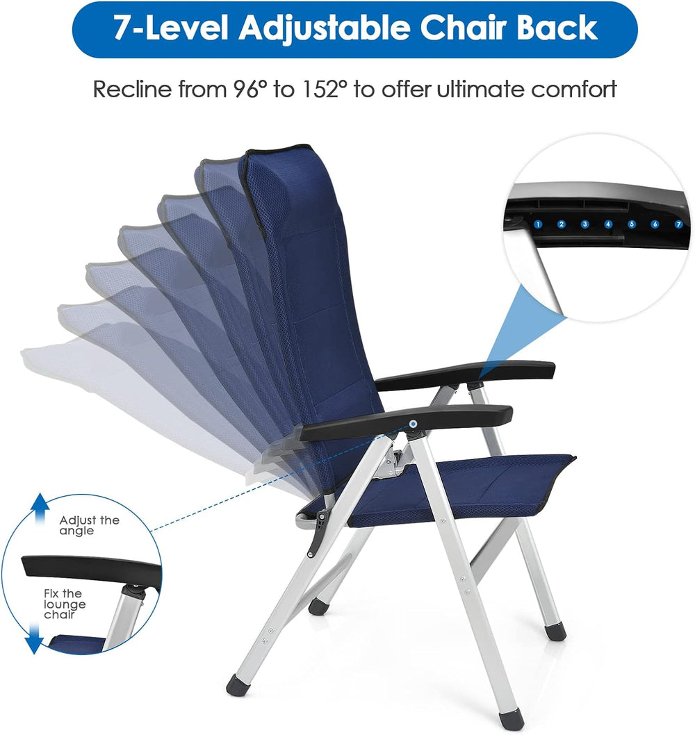 Tangkula Set of 4 Patio Folding Chairs, Portable Reclining Chairs with 7-Posi...
