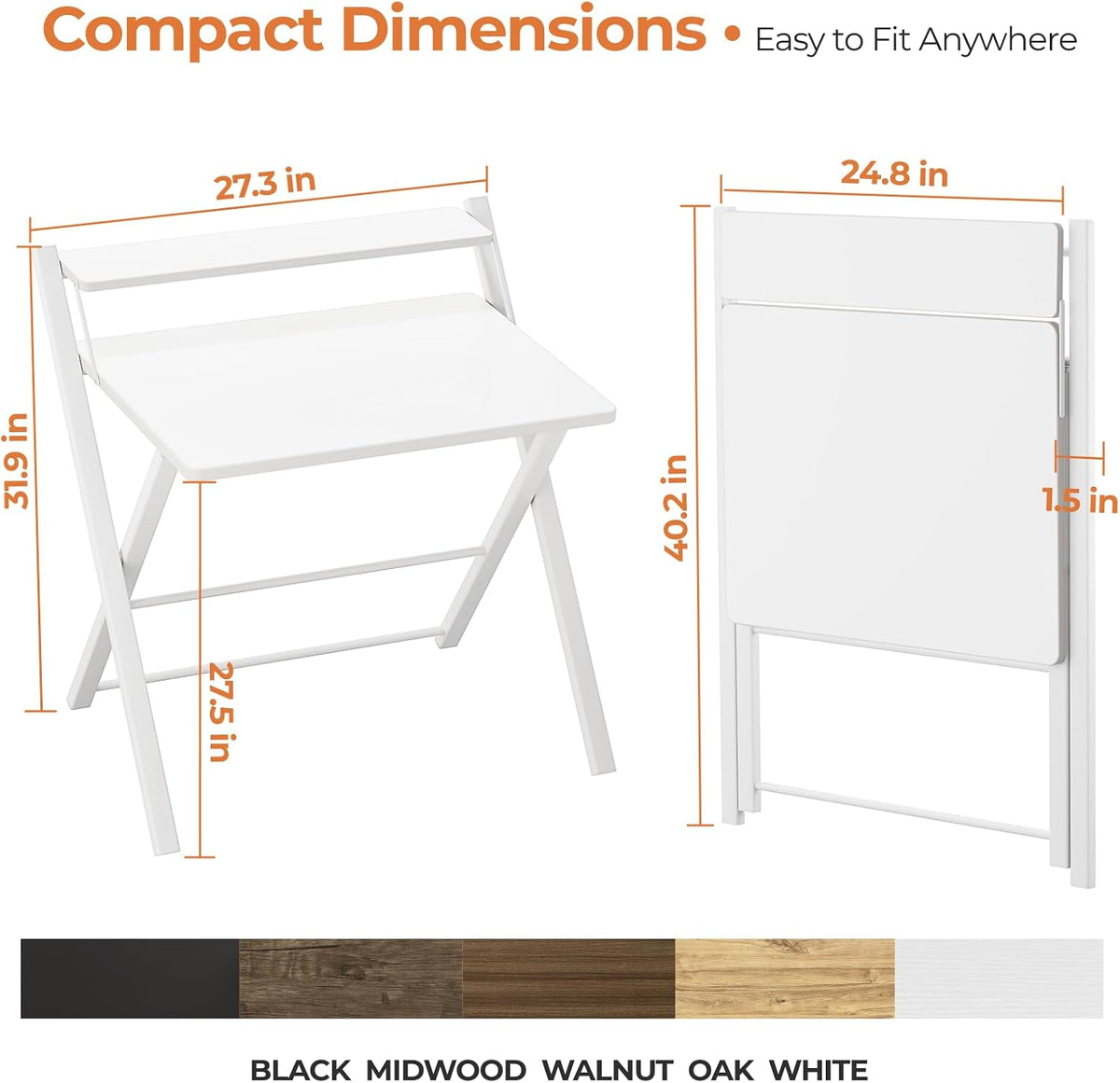 GreenForest Folding Desk No Assembly, Sturdy Computer Desk for Small Spaces