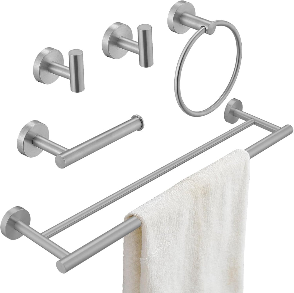 Brushed Nickel Bathroom Hardware Accessories Set 5 pcs Towel Holder Bar Set