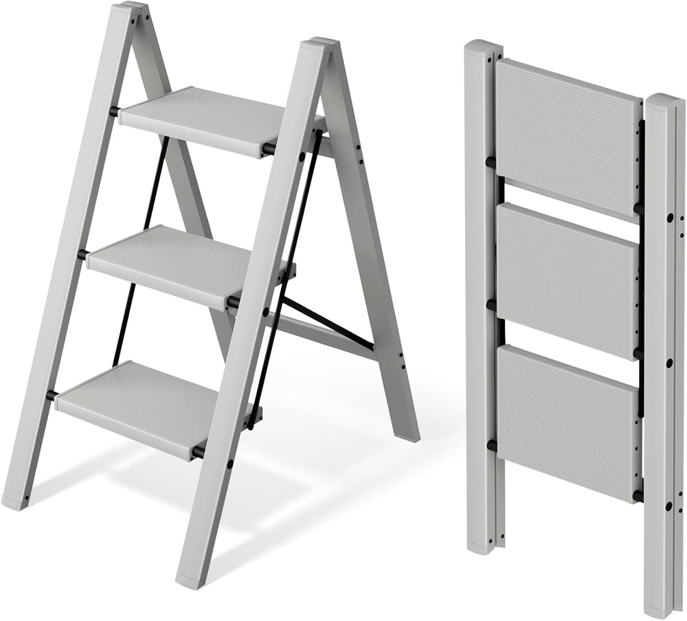 Mayi Plus 3 Step Stool Foldable, Aluminum, Lightweight Step Ladder