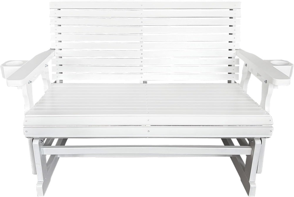 Fortune Candy Patio Glider with Cup Holders, Snow White, 2-Seater