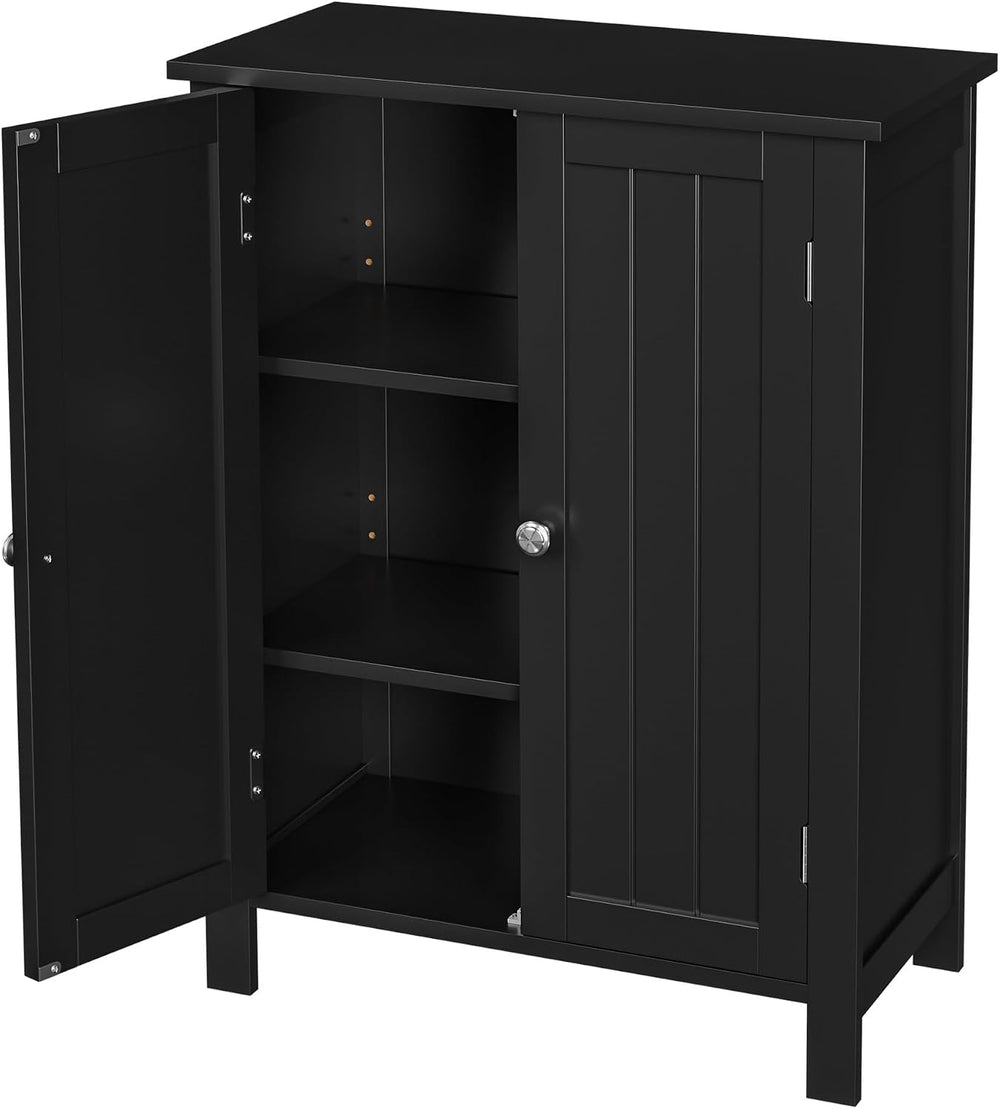 SUPER DEAL Modern Bathroom Floor Storage Cabinet with Adjustable Shelf and Do...