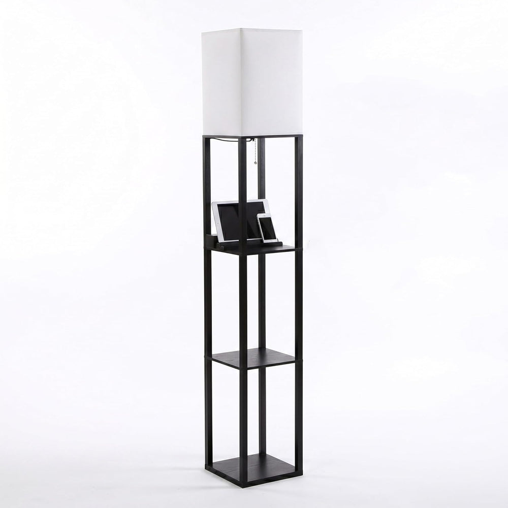 Brightech Maxwell Charger - Modern Shelf Floor Lamp with USB Charging Ports &...