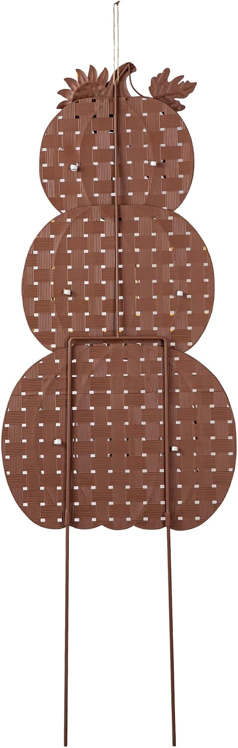 Glitzhome 35.5" H Fall Stacked Pumpkins Yard Stakes,Metal Thanksgiving S...