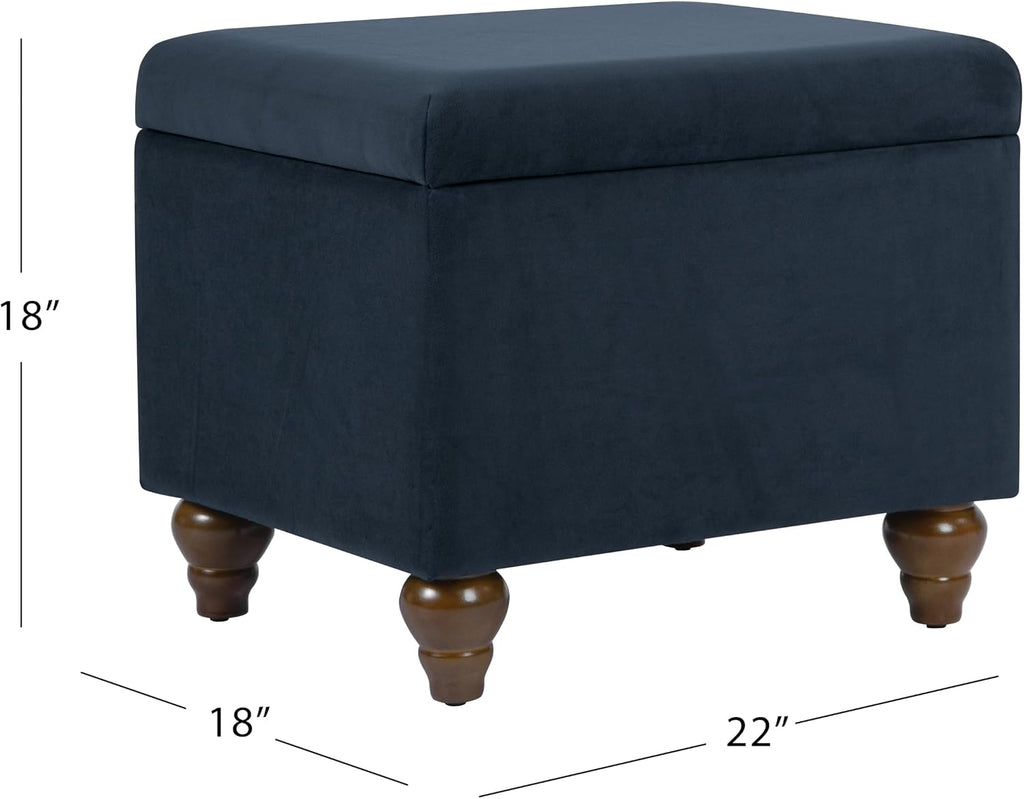 HomePop 22" Medium Rectangular Storage Ottoman - Blue Velvet