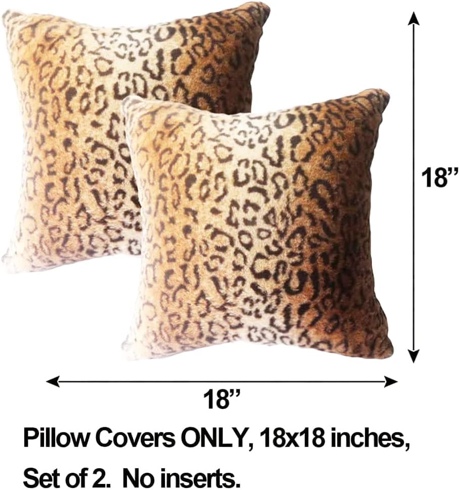 Faux Fur Throw Pillows Decorative Square Couch Pillow Covers 18x18 Brown