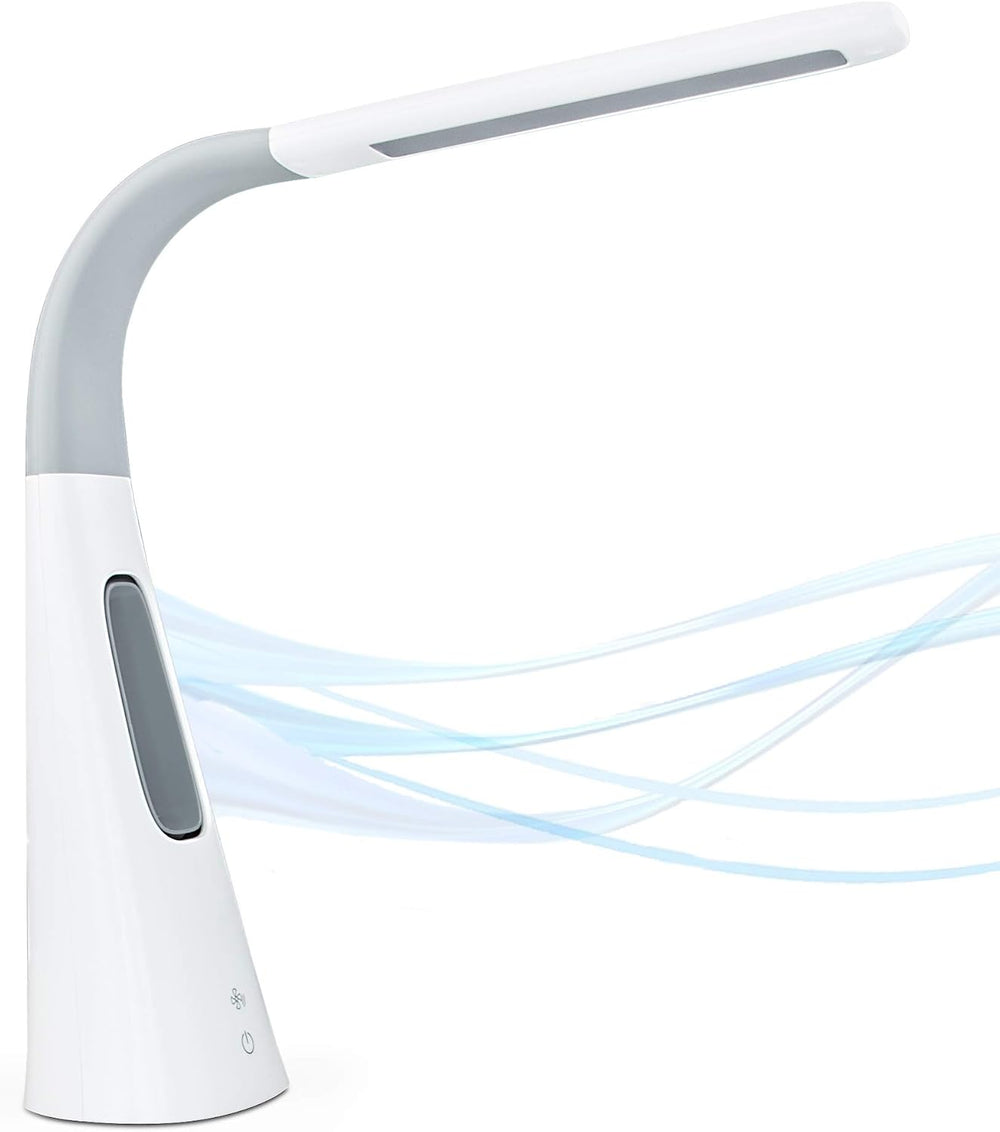LED Desk Lamp with Fan, Bladeless Quiet 500 Lux Eye-Caring Table Lamp