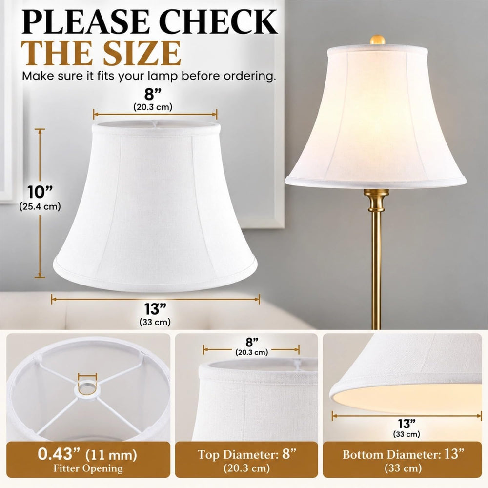 Lamp Shades Set of 2, 8"x13"x10" Large White Lampshades, Drum ...