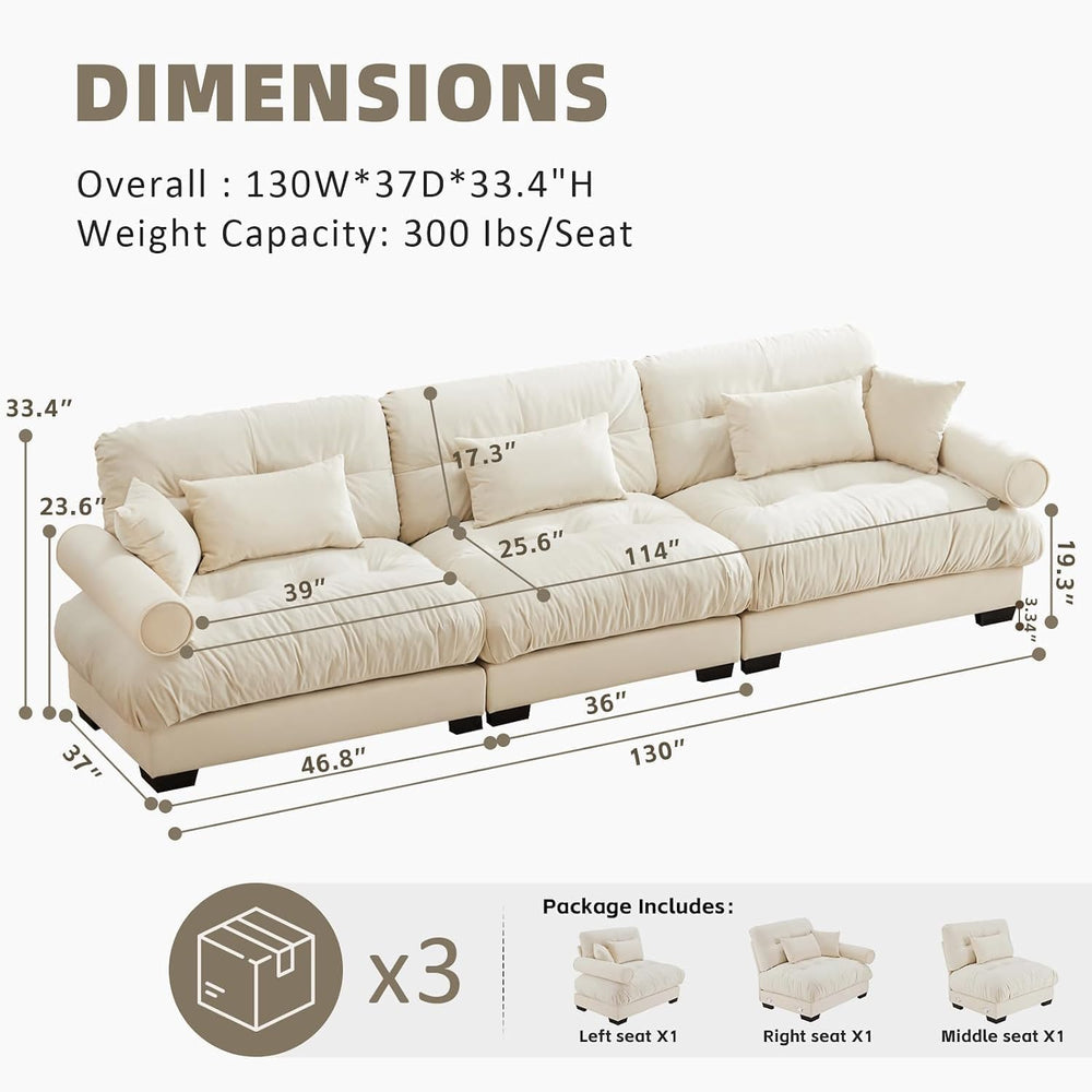 2 Piece Cloud Couches Set,Loveseat & 3-Seater Sofa,Beige