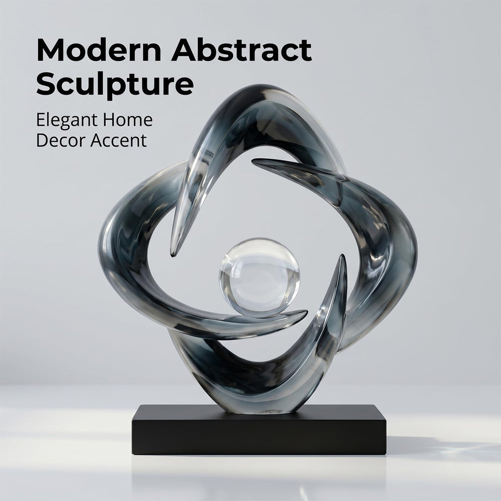 FJS Modern Abstract Sculpture Decor, 10.8" Gray Resin Art Statue