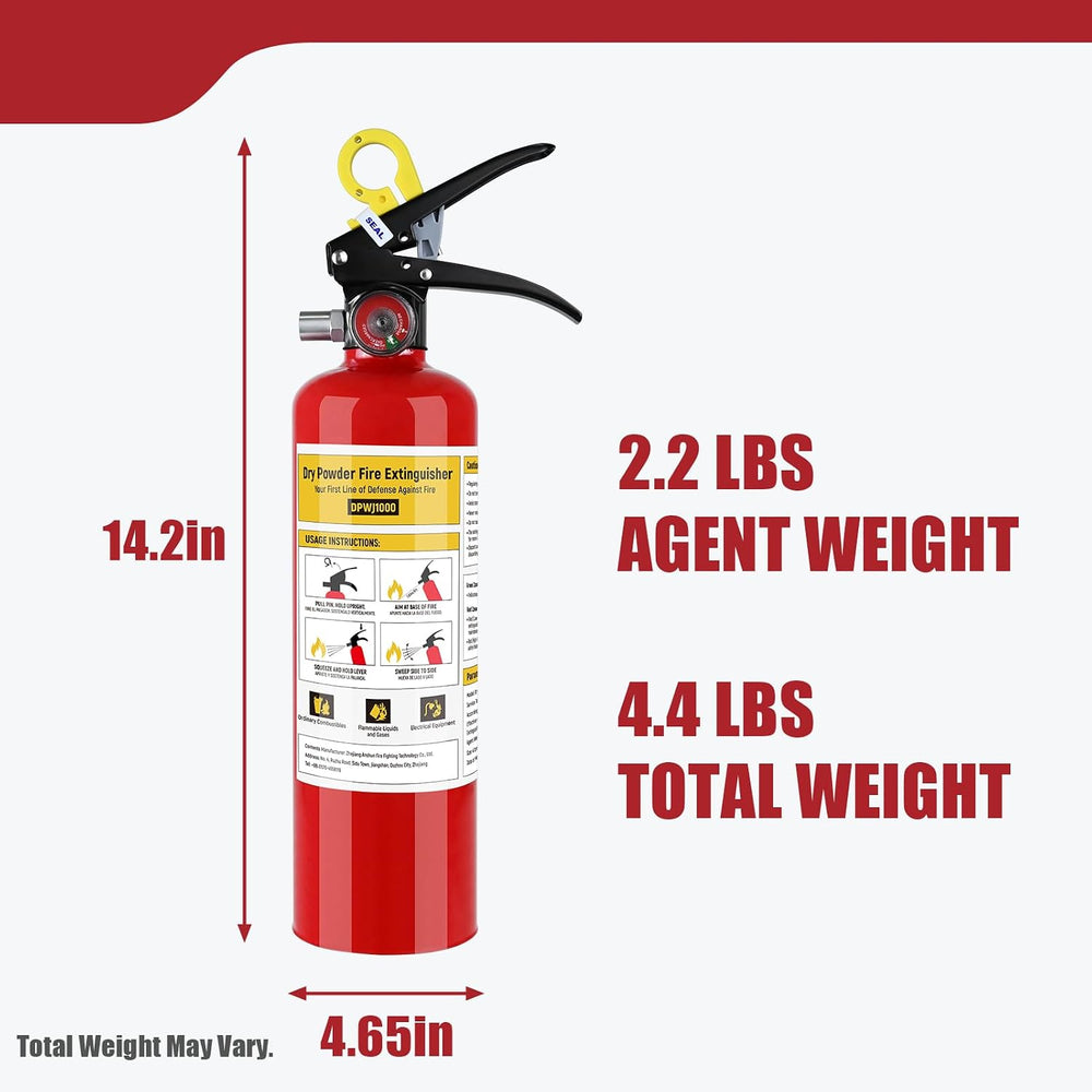 1 Pack 2.5 lb ABC Dry Chemical 1-A:10-B:C Fire Extinguishers