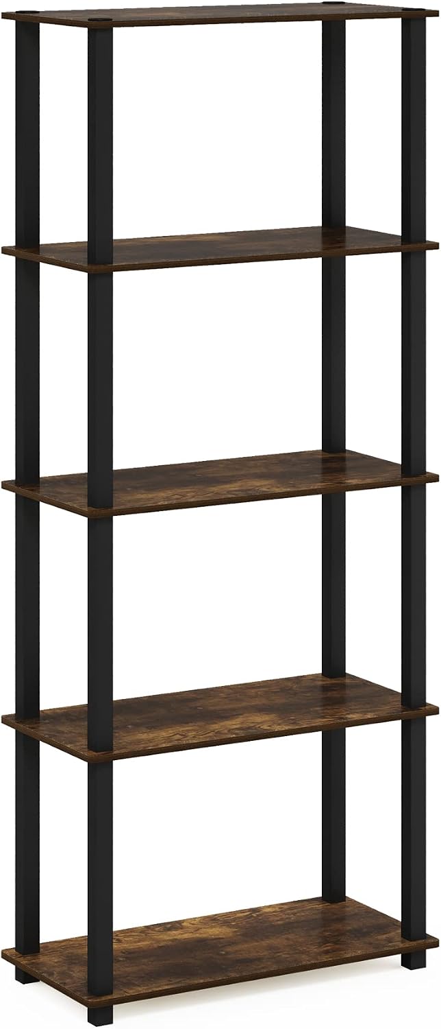 Furinno Turn-S-Tube 5-Tier Multipurpose Shelf Display Rack with Square Tubes,...