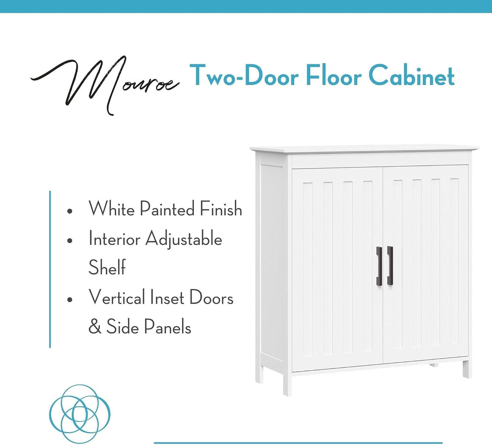 RiverRidge Monroe Two-Door Bathroom Floor Storage Cabinet - White