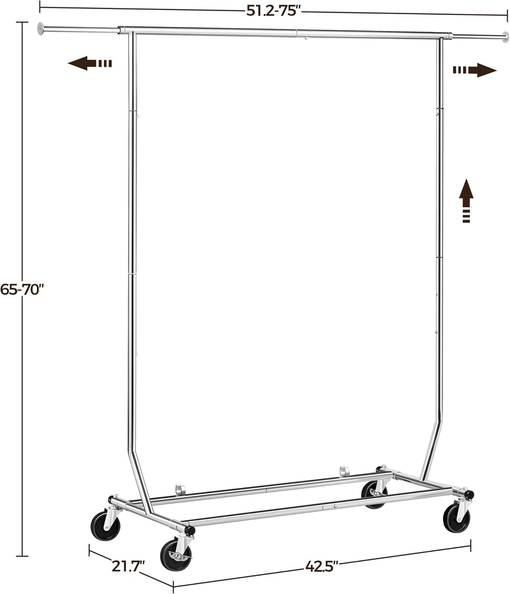 Yaheetech Heavy Duty Collapsible Rolling Clothes & Garment Rack, Chrome