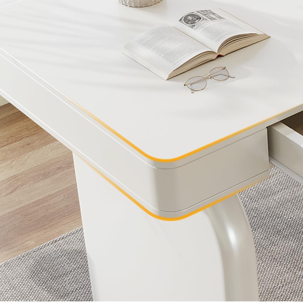 Tribesigns White Desk with Drawers, 63-Inch Modern Executive Office Desk, Glo...