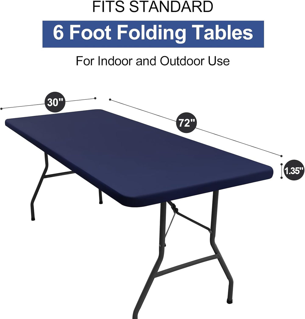 homing 4 Packs 6 Foot Rectangle Navy Blue Elastic Fitted Table Cloth