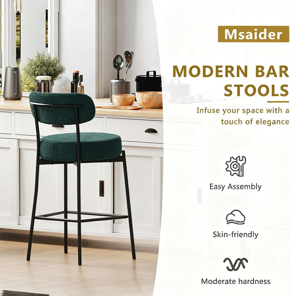 DYHOME Bar Stools Set of 2, 28 Inch Counter Height Bar Stools with Back
