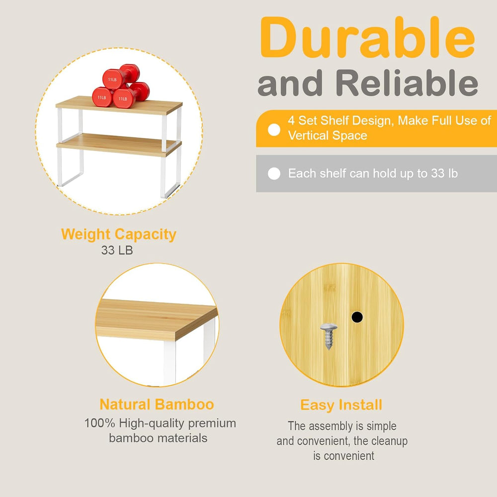 OGEMXU Cabinet Shelf Organizers, 15.7 inches Large Kitchen Counter Shelf, Set...