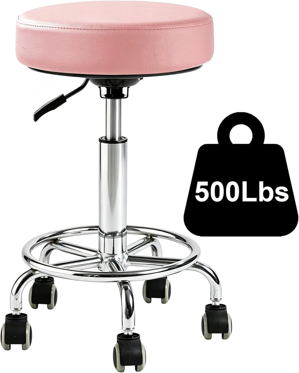 500lb heavy-duty Rolling Stool with Wheels,9.5cm thick Comfort cushion