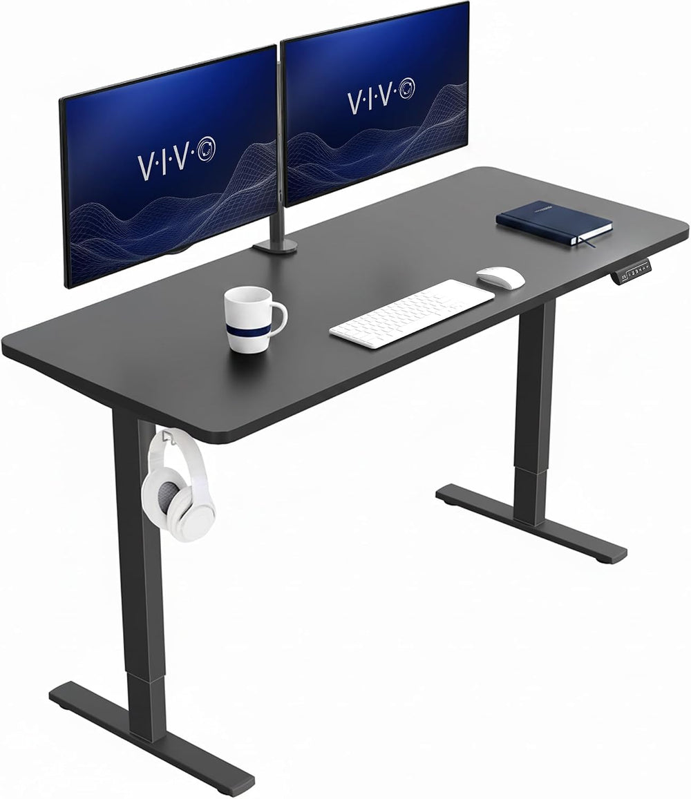 VIVO Electric Standing Desk, Solid 1-Piece 60" x 24" Black Top