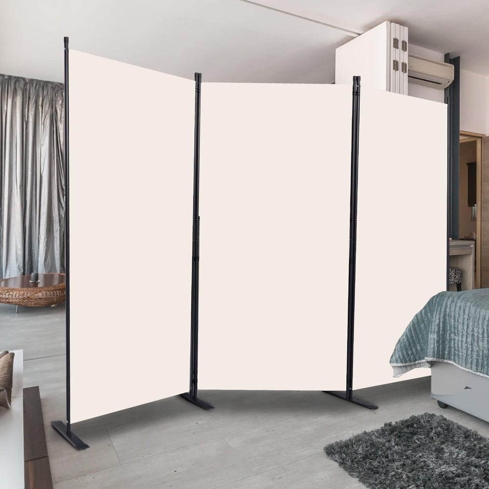 Room Divider, 3 Panel Folding Privacy Screens with Wider Feet, Beige