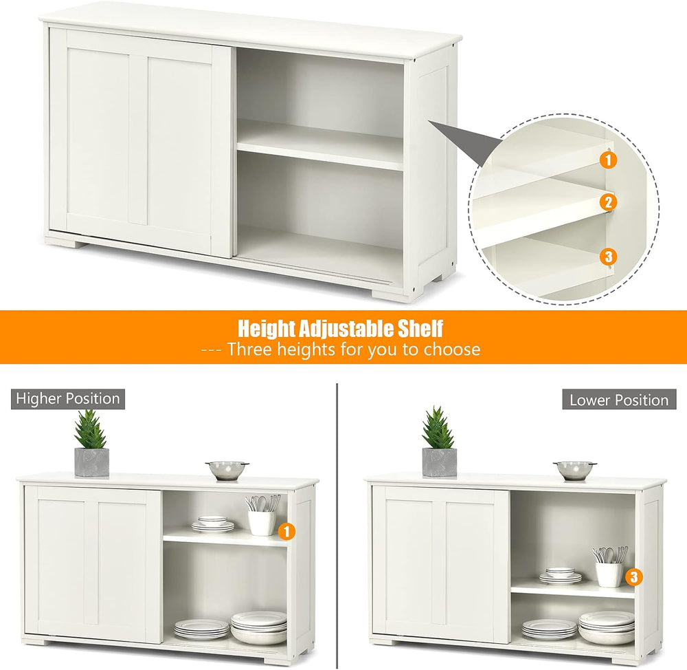 Costzon Sideboard Buffet Cabinet, Wooden Kitchen Storage Cabinet with Adjusta...