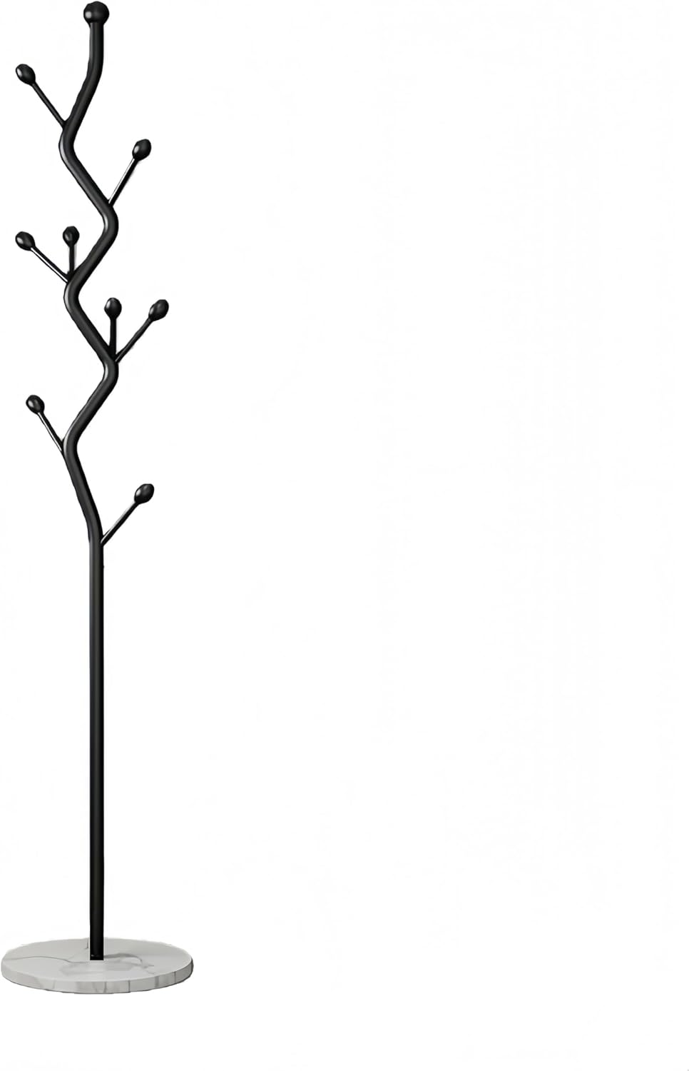Black Tree Meta Coat Rack with Marble Base Freestanding Hall Tree
