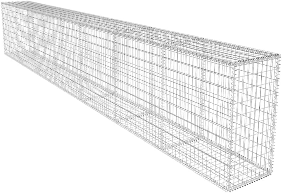 vidaXL Gabion Wall with Cover Galvanized Steel 236.2"x19.7"x39.4